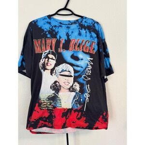 Mary J Blige Tie Dye Graphic T-Shirt‎ Blue Red Black R&B Hip Hop Soul Mens Mum